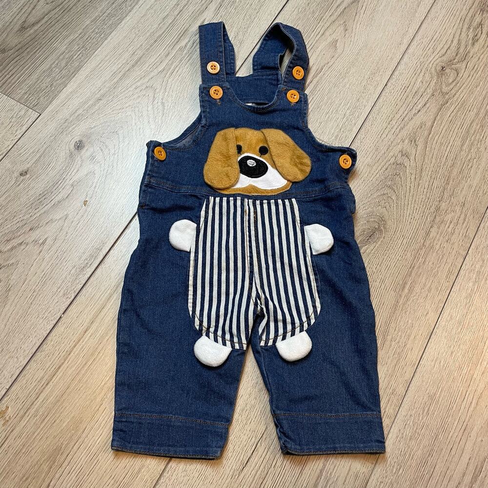 Boys Infant Doggie Jean Overall 6-9 months Vintage Pinstripe